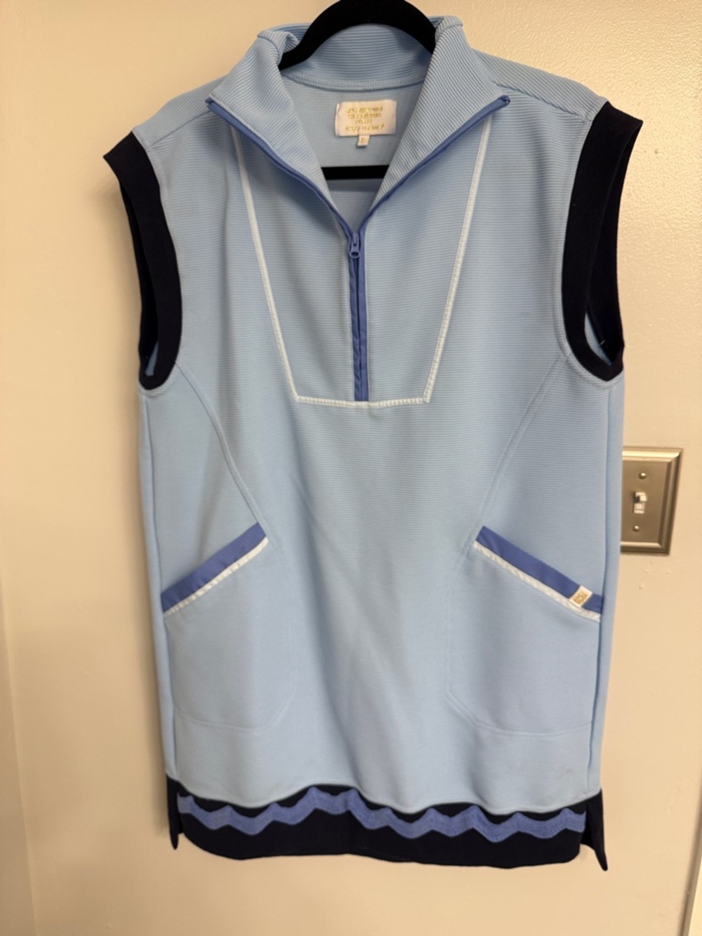 Simply Southern Light Blue Polo Dress with Navy Trim